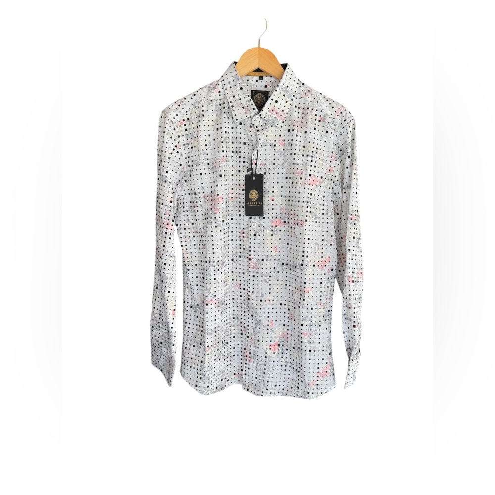 Albertini Luxury Metallic Print Dress Shirt NWT Men - Picture 3 of 10